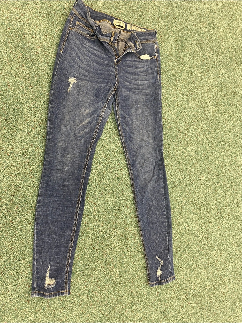 Indigo Rein Dark Blue Ripped Skinny Jeans